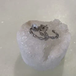 Patina Stores Silver Pave Huggie Jewelry