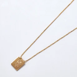Patina Stores Gold Rose Bar Pendant Necklace Jewelry