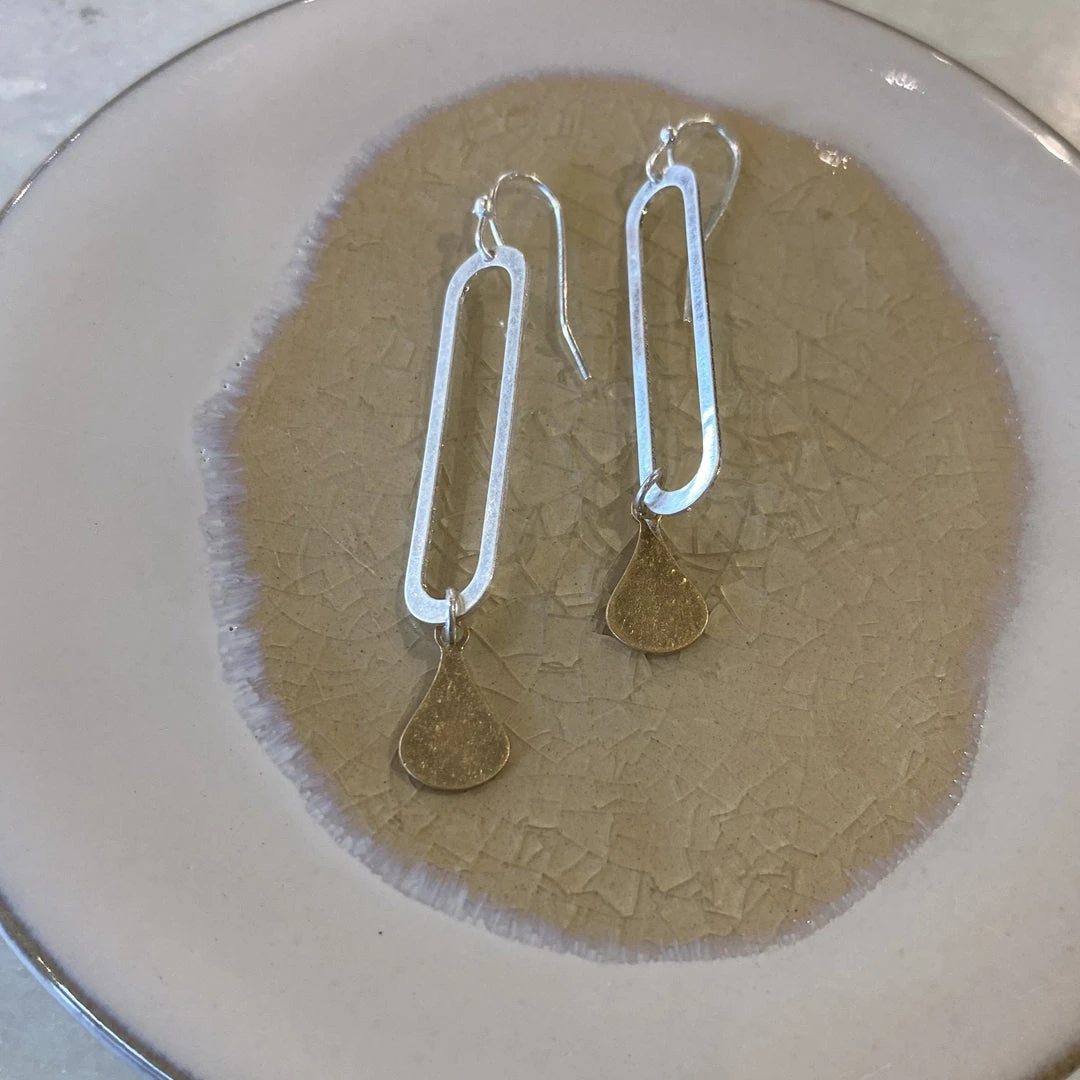 Patina Stores Jewelry Silver With Gold Teardrop Earrings Patina Stores Jewelry Silver With Gold Teardrop Earrings