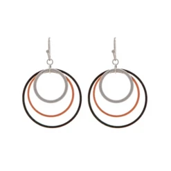 Patina Stores Three Circle Mixed Metal Earrings Jewelry