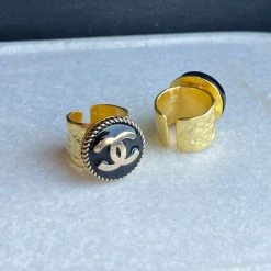 Patina Stores Upcycled Black Designer Button Ring Jewelry