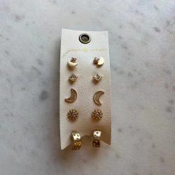Patina Stores Gold Moon Earring Set Jewelry