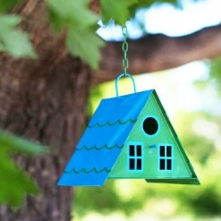 Patina Stores Small Green A-Frame Bird House Garden