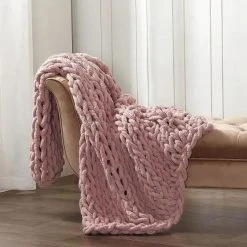 Patina Stores Lilac Chenille Chunky Knit Throw Home Goods