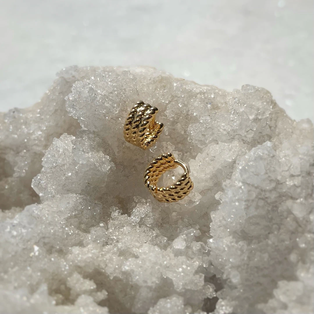 Patina Stores Gold Triple Twist Huggie Patina Stores Gold Triple Twist Huggie