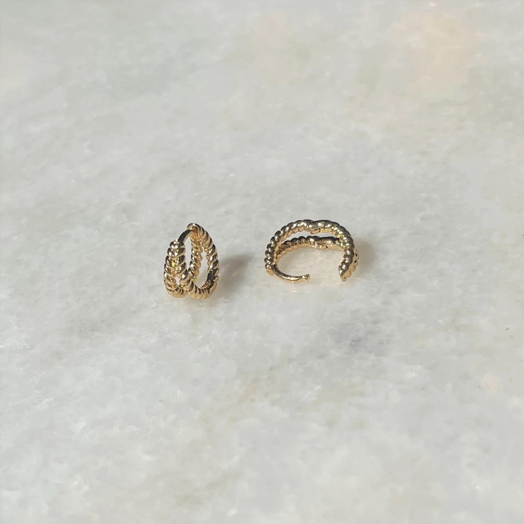 Patina Stores Gold Double Twist Huggie Jewelry 2 Patina Stores Gold Double Twist Huggie Jewelry