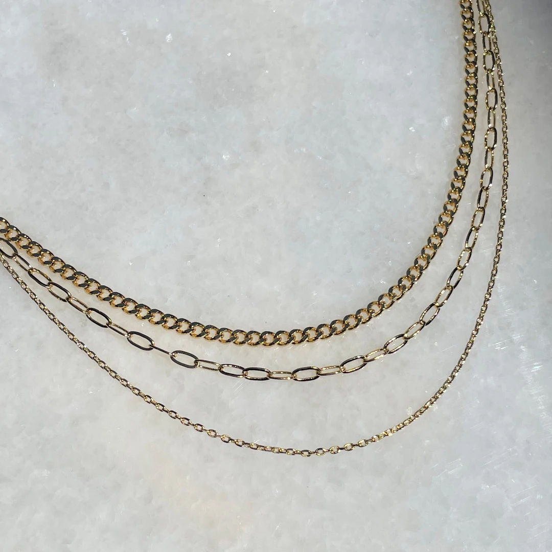 Patina Stores Triple Layer Gold Chain Necklace Patina Stores Triple Layer Gold Chain Necklace