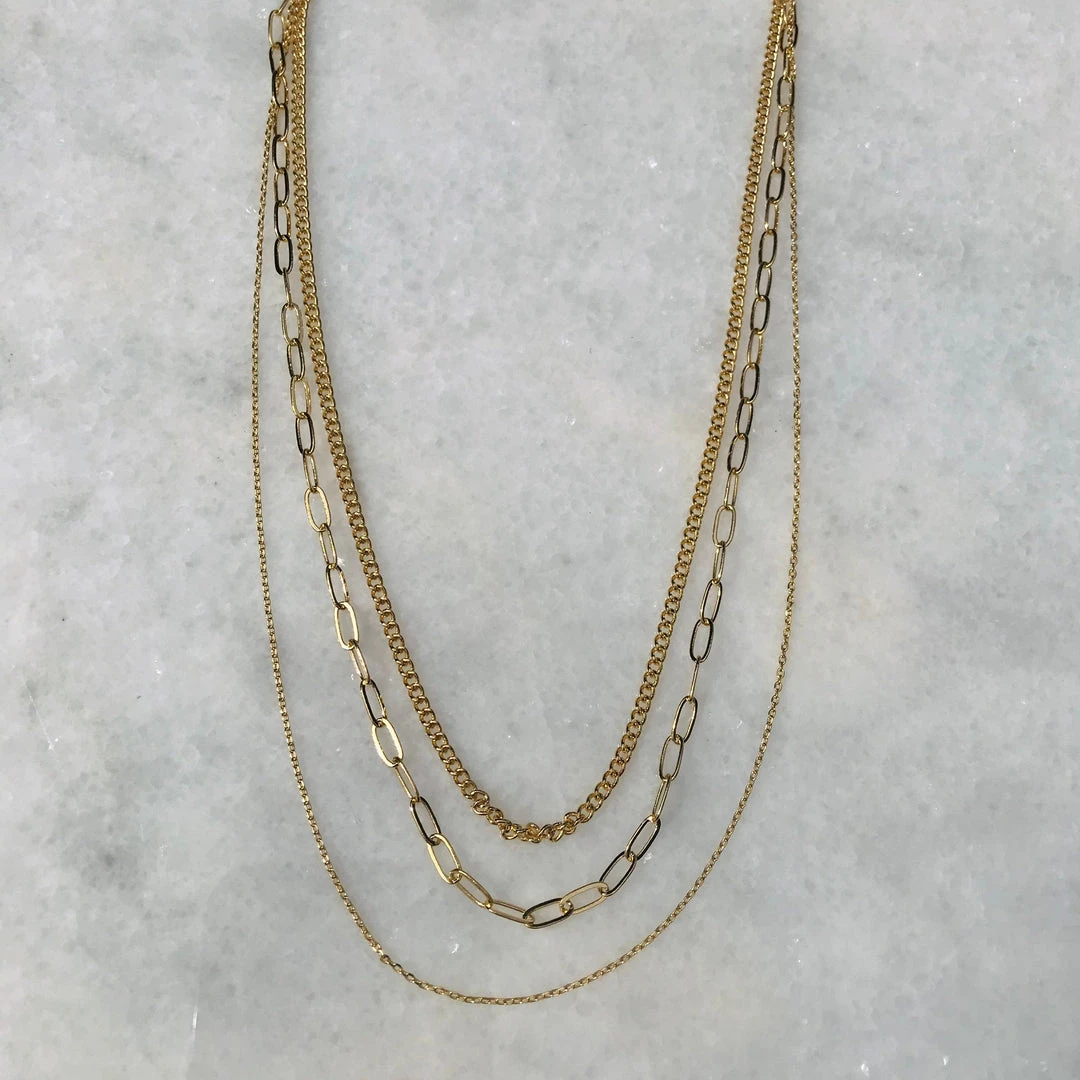 Patina Stores Triple Layer Gold Chain Necklace Patina Stores Triple Layer Gold Chain Necklace