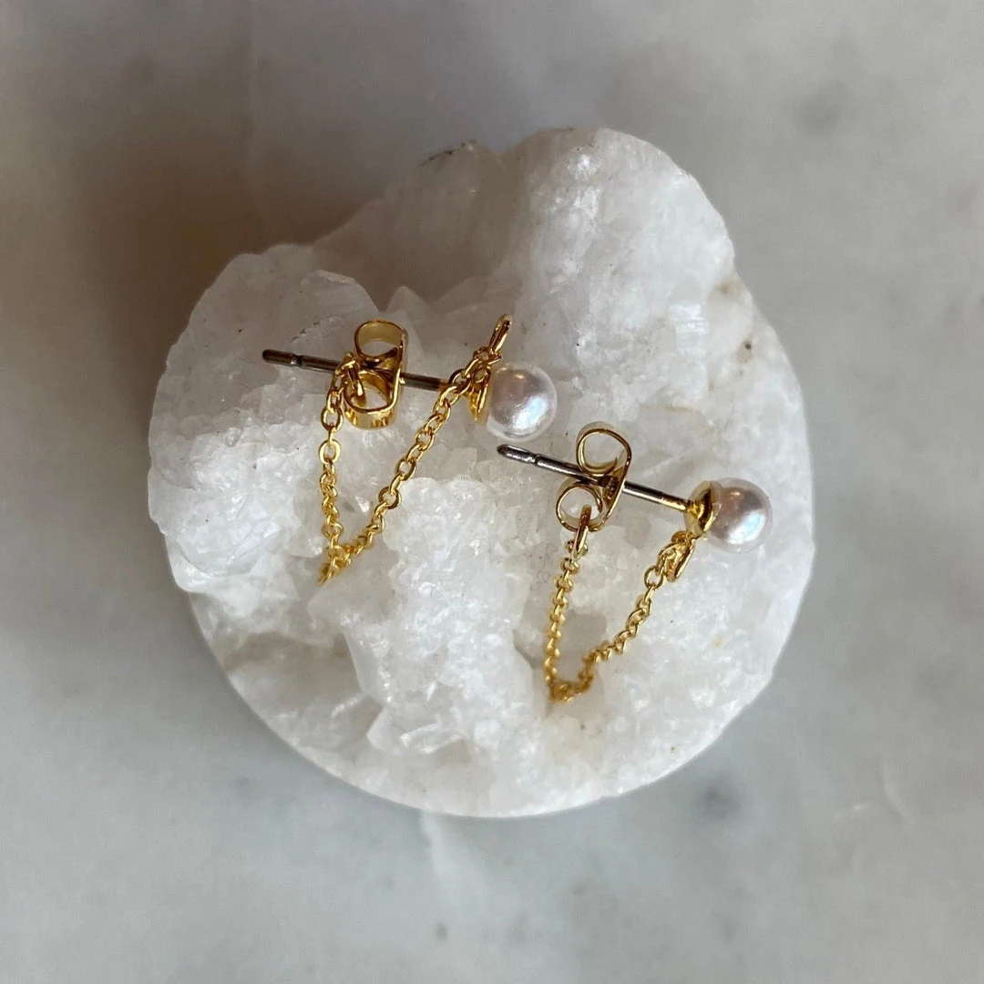 Patina Stores Pearl And Chain Earrings Jewelry Patina Stores Pearl And Chain Earrings Jewelry