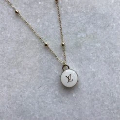 Patina Stores Upcycled Designer White Button Necklace Jewelry