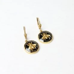 Patina Stores Black Enamel Bee Earring Jewelry
