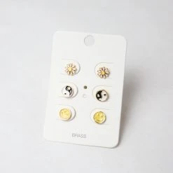 Patina Stores Jewelry Smiley Face Earring Set