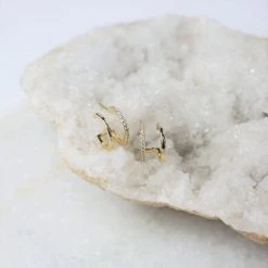 Patina Stores Gold & Crystal Double Huggie Jewelry