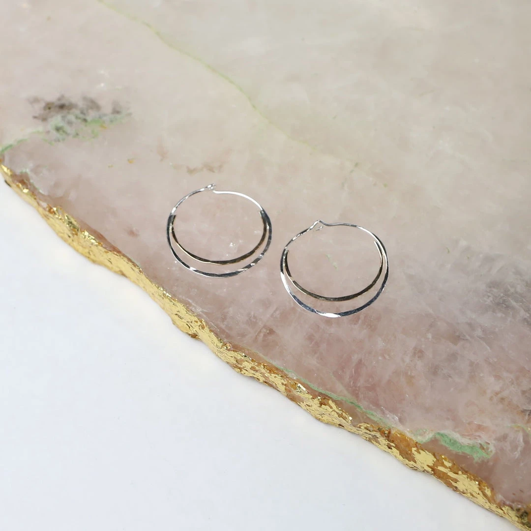 Patina Stores Hammered Mixed Metal Double Hoop Jewelry Patina Stores Hammered Mixed Metal Double Hoop Jewelry