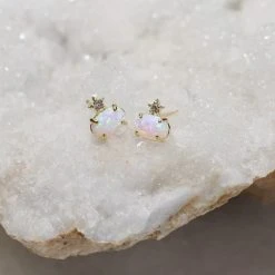 Patina Stores Opal Stone With Tiny Star Earring