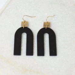 Patina Stores Jewelry Black Wooden Arch Earrings