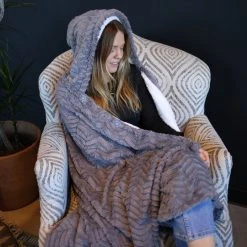 Patina Stores Blankets & Pillows Slate Chevron Hooded Blanket