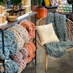 Patina Stores Home Goods Taupe Chenille Chunky Knit Throw