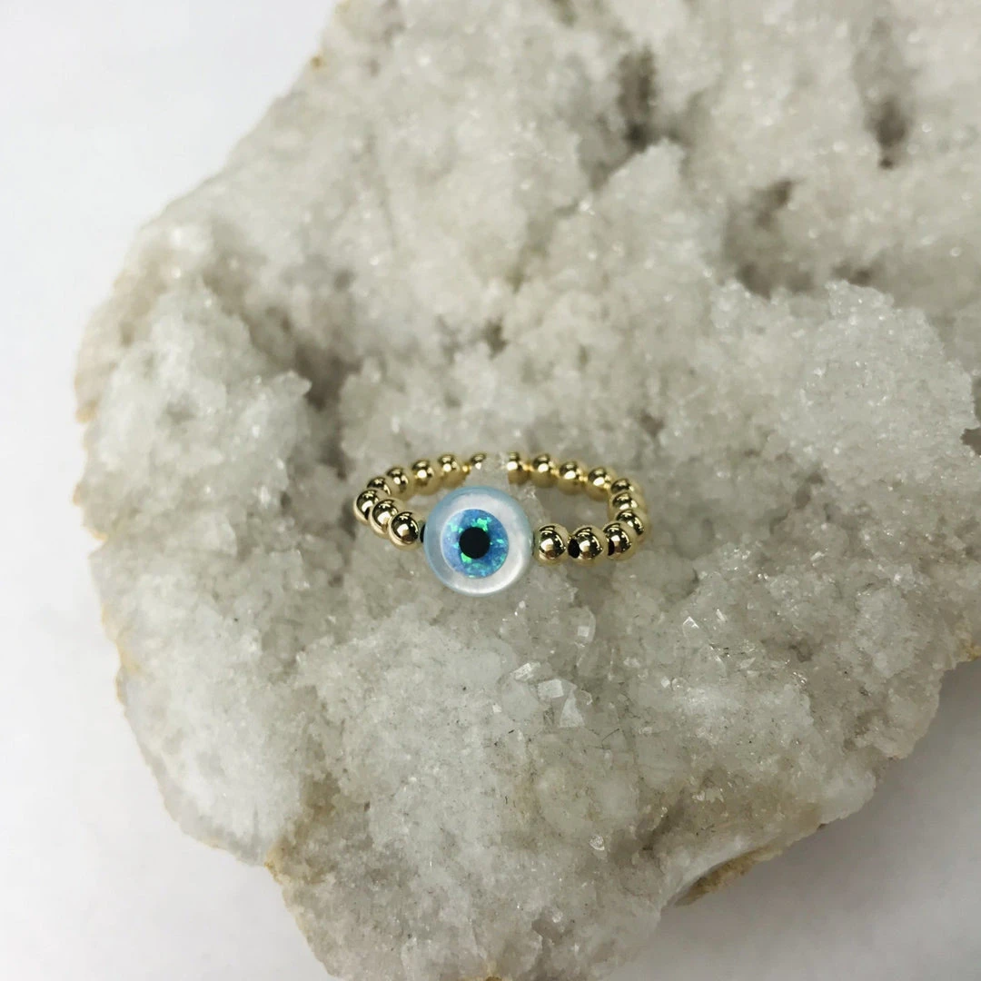 Patina Stores Evil Eye Gold Bead Ring Patina Stores Evil Eye Gold Bead Ring