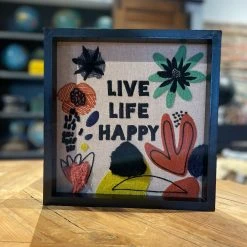 Patina Stores Live Life Happy Embroidered Wall Art