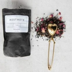 Patina Stores Gold Finish Heart Tea Strainer Kitchen