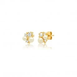 Patina Stores Crystal & Pearl Cluster Earring