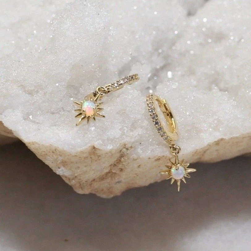 Patina Stores Opal Starburst Huggie Jewelry Patina Stores Opal Starburst Huggie Jewelry